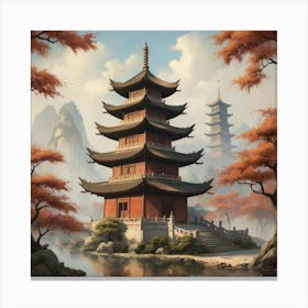 Chinese Pagoda Art Print 3 Canvas Print