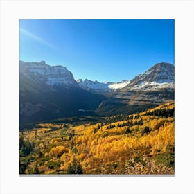 Alpine Landscape Bathed In The Warm Hues Of Autumn Vast Panoramic View Dominates The Scene Golden Canvas Print