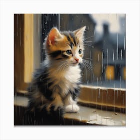 Rainy Day Kitten Canvas Print