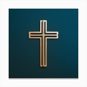 Cross On Blue Background Canvas Print