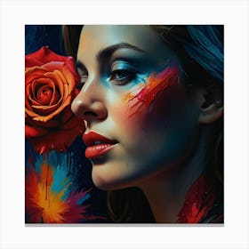 Woman With A Rose Canvas Print