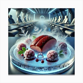 A Futuristic Dish Called Cryo Braised Icewing Duck Canvas Print