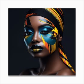 African Woman With Colorful Makeup Canvas Print