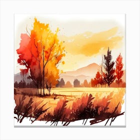 Watercolor Autumn Landscape 66 Canvas Print