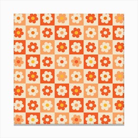 Groovy Checkerboard Daisy Flowers Canvas Print