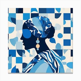 pop art woman portrait in blue Canvas Print