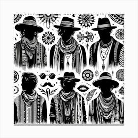 Boho art Silhouette of men 2 Canvas Print