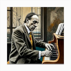 Default Classic Pianist Artwork Picasso Style Drawing 3 (1) Canvas Print