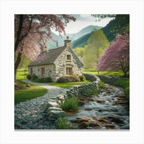 Cottage In Spring Canvas Print