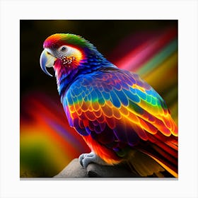 A Colorful Glow Photoreal Paint Of A Rainbow Lorikeet Canvas Print