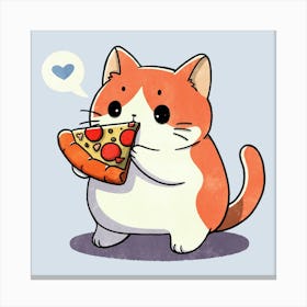 Pizza loving cat Canvas Print