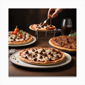 Pizzas On A Table Canvas Print