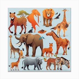 Leonardo Diffusion Xl Vector Set Of Various African Animals 0 Canvas Print