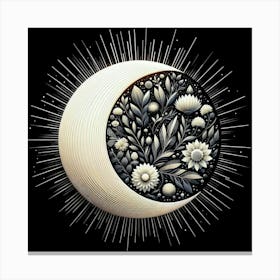 Moon With Flowers Canvas Print