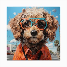 Dog With Glasses Canvas Print