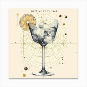 Cocktail Glas With Text And Forms Creative Illustration Canvas Print