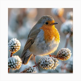 Robin In Winter Canvas Print