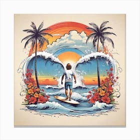 Surfer On A Wave Canvas Print