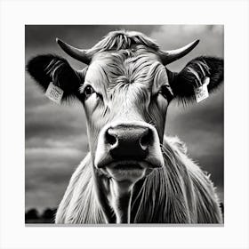 Black And White Cow 1 Canvas Print
