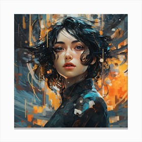 Girl With Black Hair Canvas Print