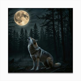 Howling Wolf In The Forest Canvas Print