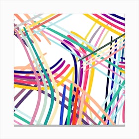 Woven Colorful Lines Multi Square Canvas Print
