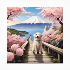 Dog On A Bridge Canvas Print