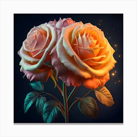 Illuminating A Delicate Bouquet Of Roses 1 Canvas Print