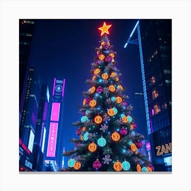 Christmas Tree In Times Square Canvas Print