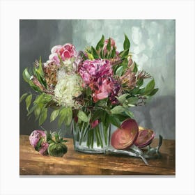 Peonies In A Vase 3 Canvas Print