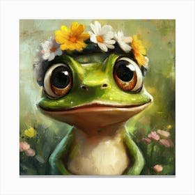 Frog In Flower Crown Stampe su tela