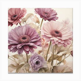 Mauve Gerberas Canvas Print