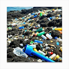 Plastic Waste On The Beach 5 Canvas Print