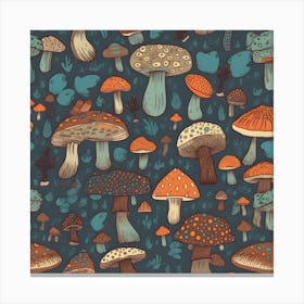 Seamless Pattern With Mushrooms 1 Canvas Print