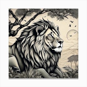 Lion In The Forest 41 Canvas Print