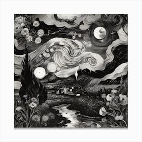 Landscape, Black and white 1 Canvas Print