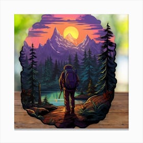 Hiker At Sunset Canvas Print