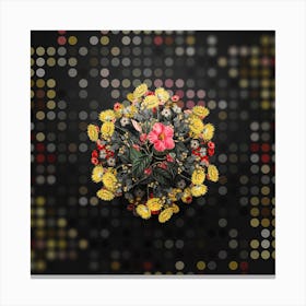 Vintage Knob Jointed Dipladenia Floral Wreath on Dot Bokeh Pattern n.0096 Canvas Print