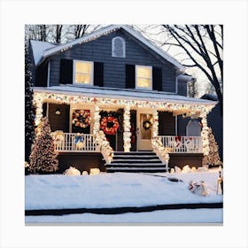 Christmas Decorations On A House 5 Canvas Print