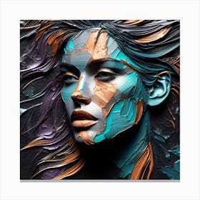 Abstract Woman's Face In 3D Canvas Print