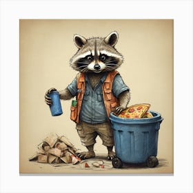 Raccoon With Pizza 1 Canvas Print