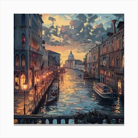 Venice At Sunset Canvas Print