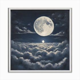 Full Moon Over Clouds Canvas Print