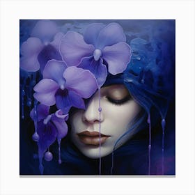 Woman With Purple Orchids Canvas Print