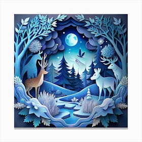 Paper Cut Out Winter Forest Scene Canvas Print