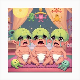 Crying Alien Babies Canvas Print