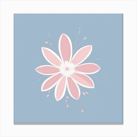 A White And Pink Flower In Minimalist Style Square Composition 102 Canvas Print