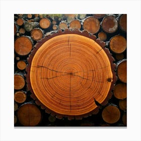 Firefly Log, Forest, Wood, Firewood, Cut, Pile, Cut Off, Tree, Ring, Ingredient, Timbering, Brown, L Canvas Print