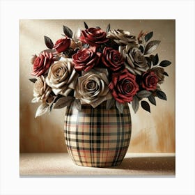 Plaid Roses Canvas Print