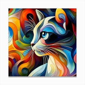 Colorful Cat Painting 4 Canvas Print